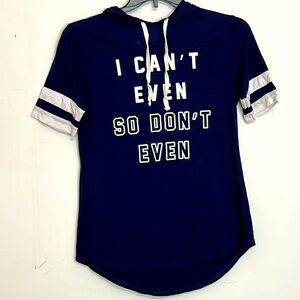 🌞Jerry Leigh blue & white jersey hoodie I can’t even so don’t even S